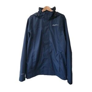 Eddie Bauer Rain Jacket Men's Tall Large Blue Hooded Weatheredge Outdoor